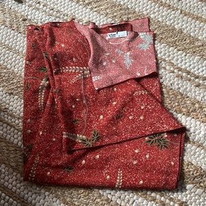 Hitoshi Tamura Red Patterned Silk Table Runner